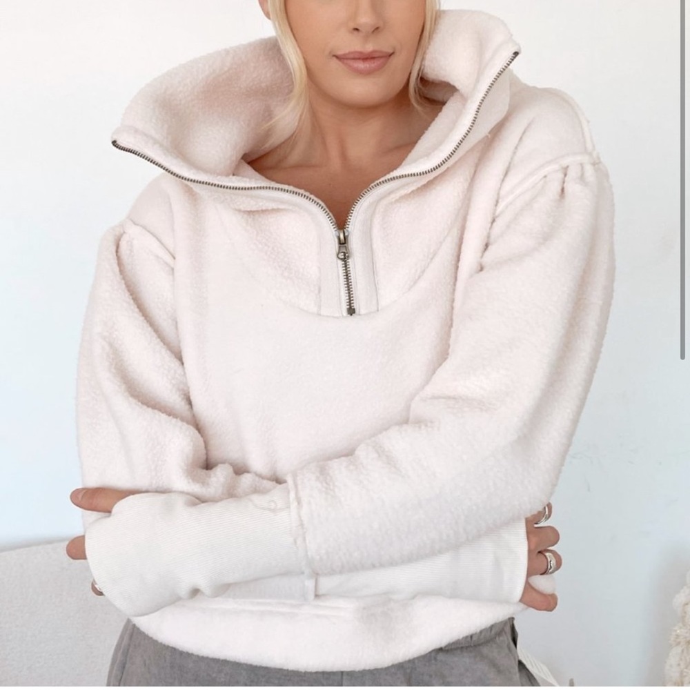 NWOT Free People Poppy Fleece Crop Zip Neck Sweatshirt Womens XS
